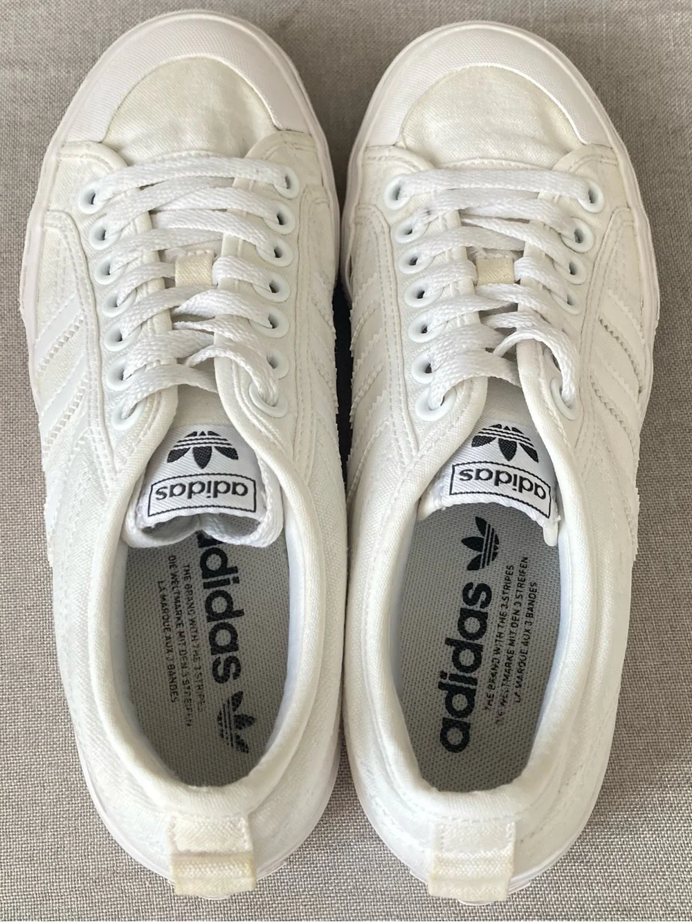 Adidas Originals Nizza Platform Triple White Canvas Sneakers Women’s US 9